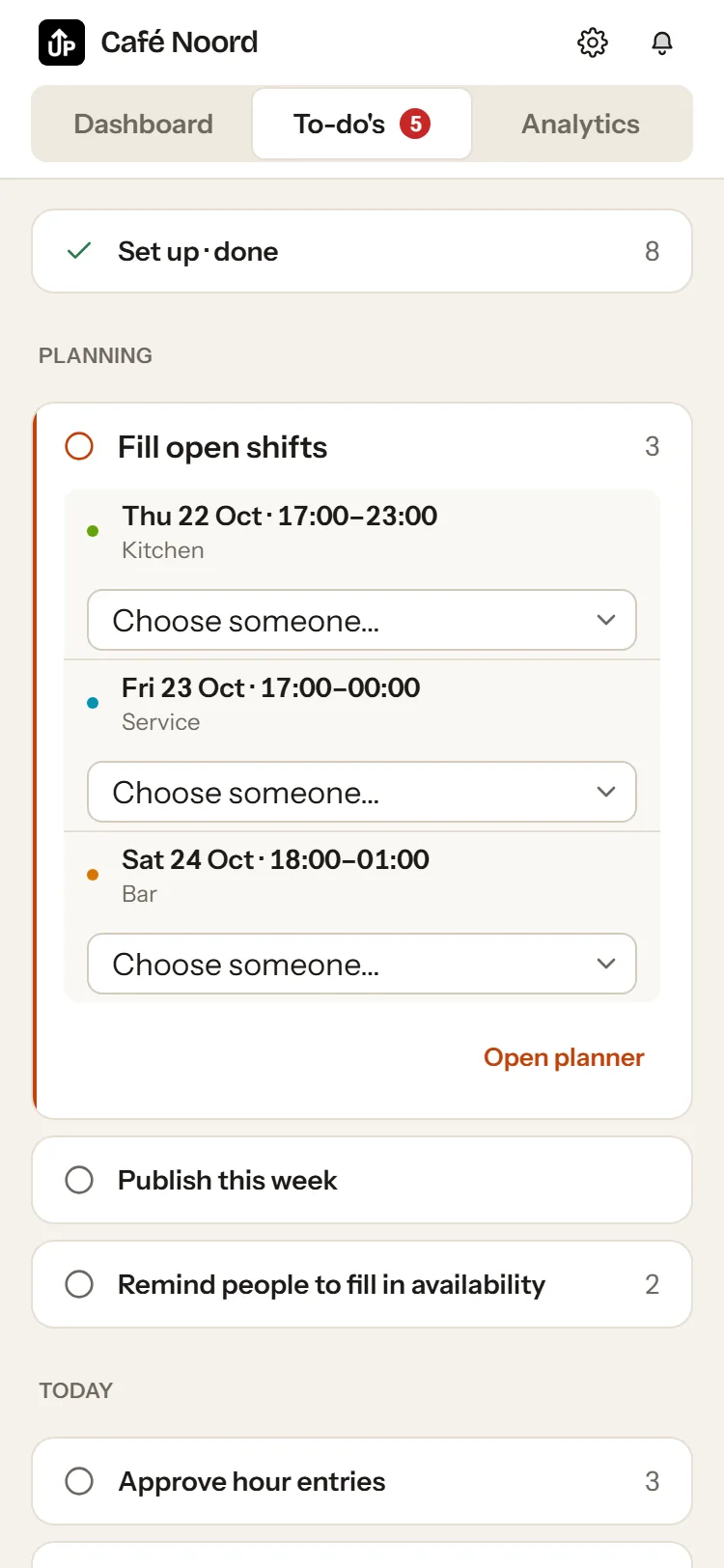 UpPlan's To-do's on a phone, with the count in red.